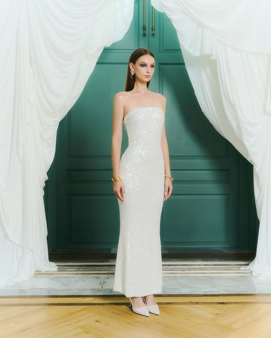 Deform_official - Ombre white sequin tube dress