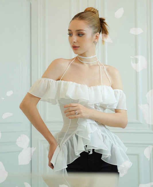 Deform_official - White chiffon layer top